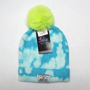 One Size Justice Girl's Tie Dye Beanie With Pom Pom